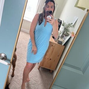 Lands' End Light Blue Tank with Blue Gingham Trim